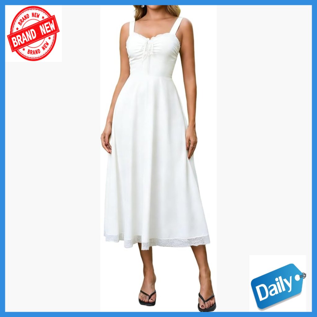 Floral Lace Midi Sundress A-Line Corset Wedding Guest Dress